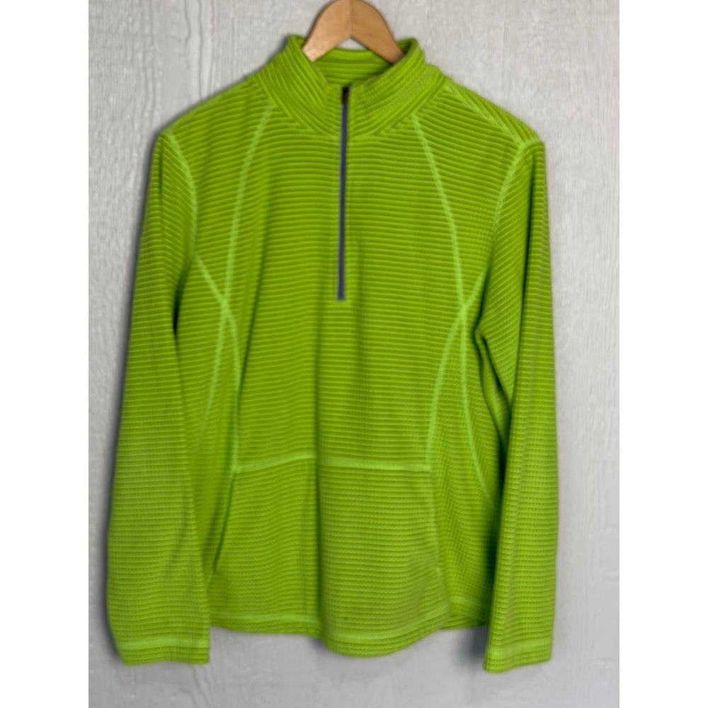 Tek Gear Mens XL Lime Green Waffle Grid Fleece Quarter Zip Pullover Sweater